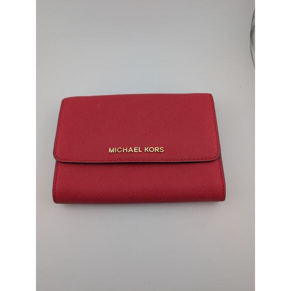 Michael Kors Large Salmon Pink Orange Wallet Clutch Crossbody Bag Purse No Chain - Picture 1 of 5